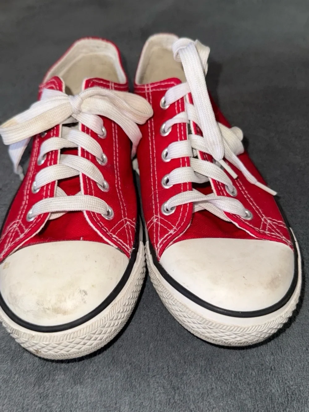 Converse Kids Red Canvas Low-Top Sneakers with White Accents